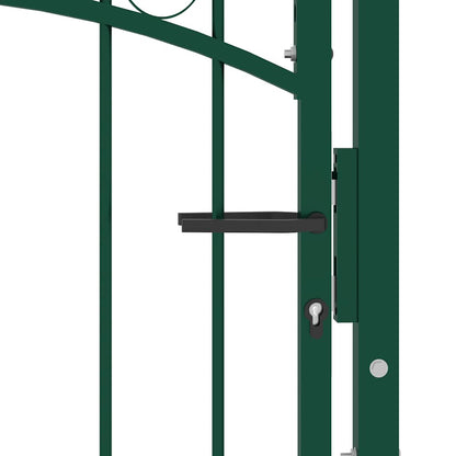 Fence Gate EMMEN with Spikes Steel 104x109.5 cm Green