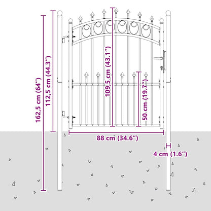 Fence Gate EMMEN with Spikes Steel 104x109.5 cm Green