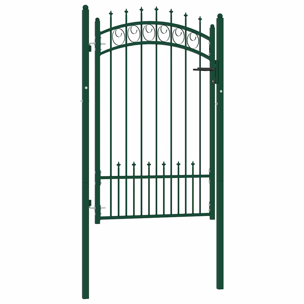 Fence Gate EMMEN with Spikes Steel 104x117 cm Green