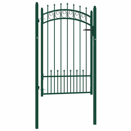 146385 vidaXL Fence Gate "EMMEN" with Spikes Steel 104x117 cm Green