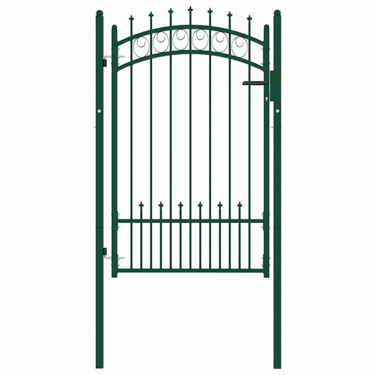 146385 vidaXL Fence Gate "EMMEN" with Spikes Steel 104x117 cm Green