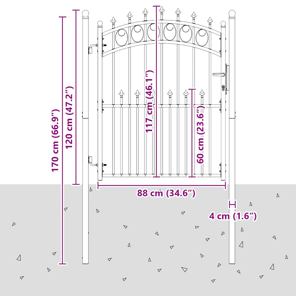 Fence Gate EMMEN with Spikes Steel 104x117 cm Green
