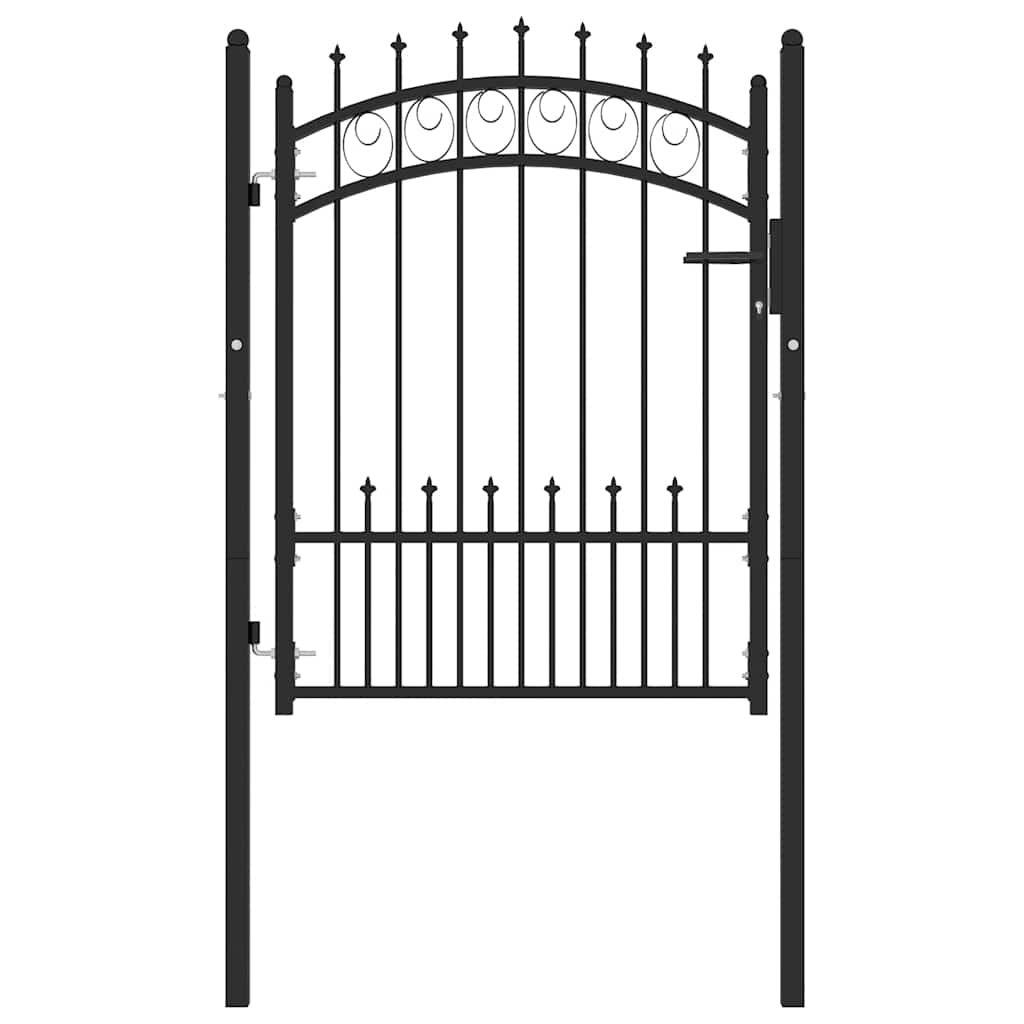 Fence Gate EMMEN with Spikes Steel 104x109.5 cm Black