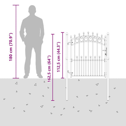Fence Gate EMMEN with Spikes Steel 104x109.5 cm Black