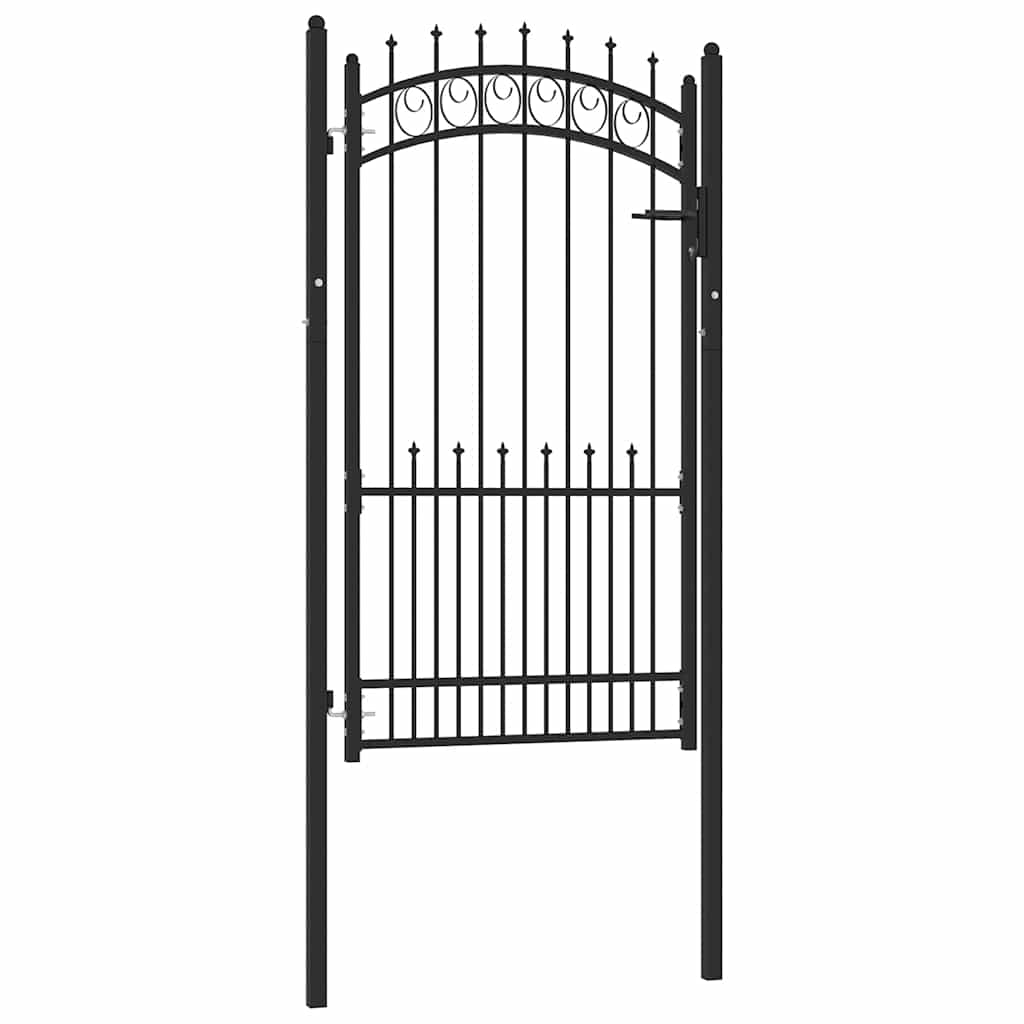 Fence Gate EMMEN with Spikes Steel 104x134.5 cm Black