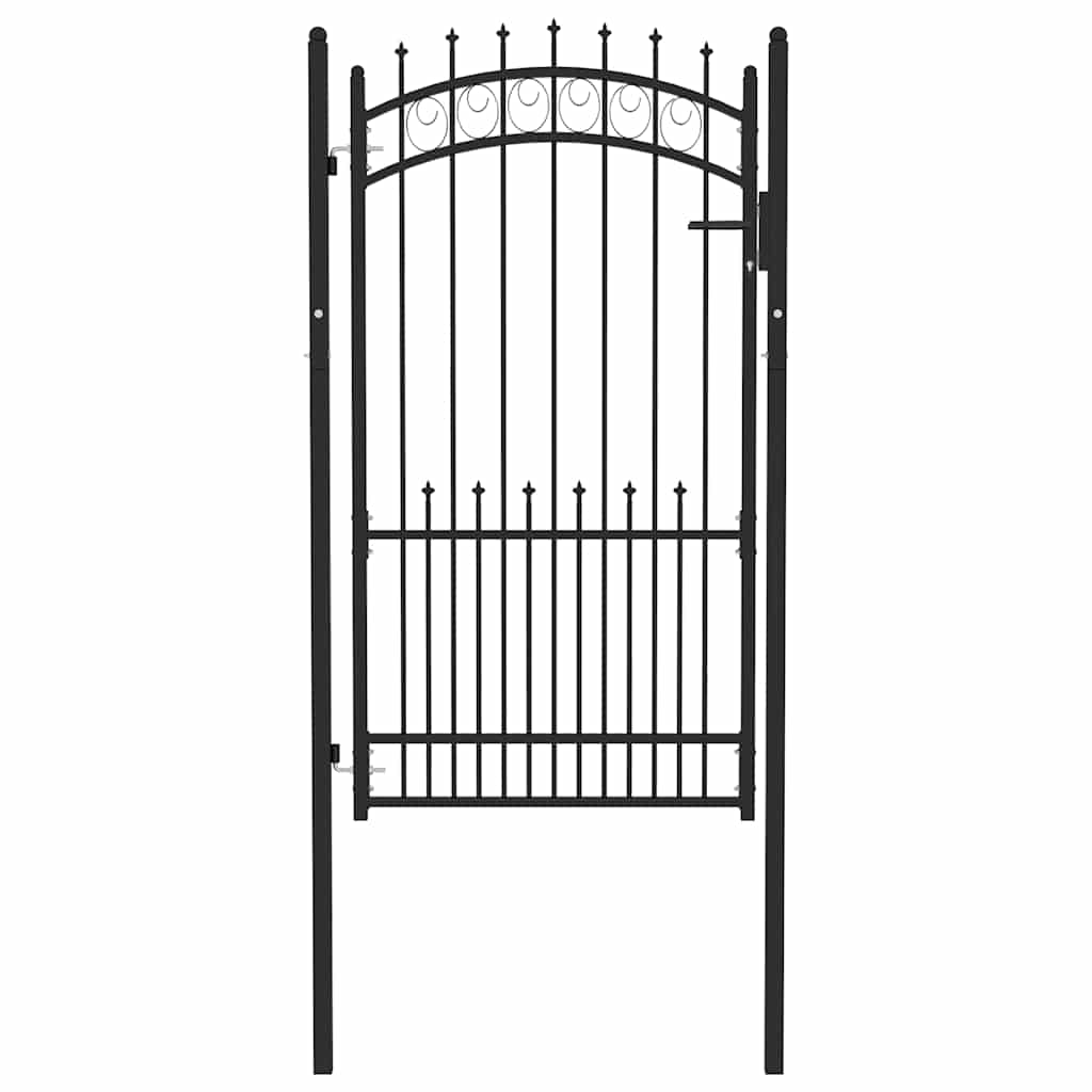 Fence Gate EMMEN with Spikes Steel 104x134.5 cm Black