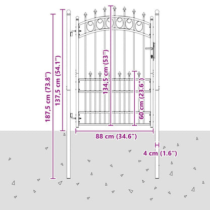 Fence Gate EMMEN with Spikes Steel 104x134.5 cm Black