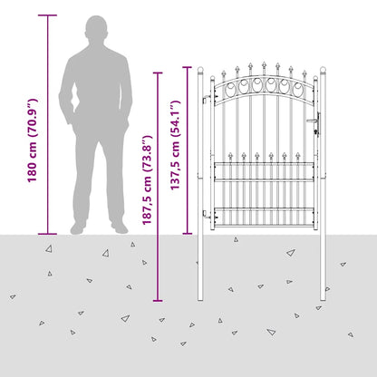 Fence Gate EMMEN with Spikes Steel 104x134.5 cm Black