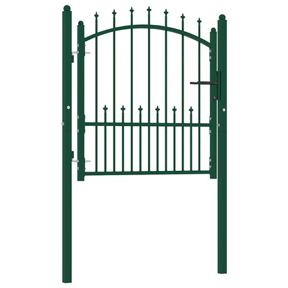 Fence Gate EMMEN with Spikes Steel 104x97 cm Green