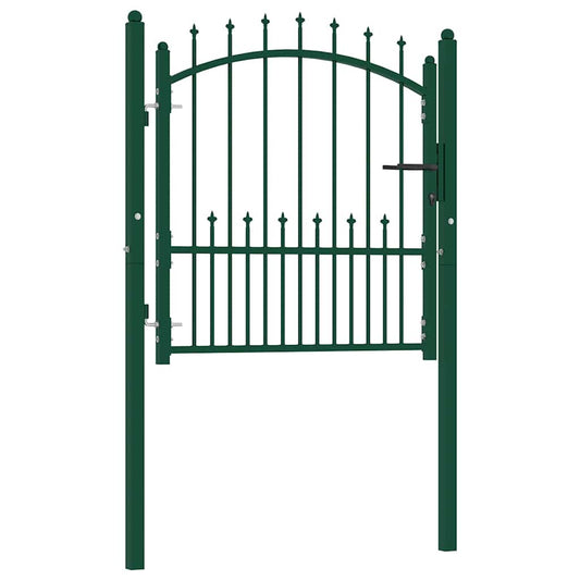 Fence Gate EMMEN with Spikes Steel 104x97 cm Green
