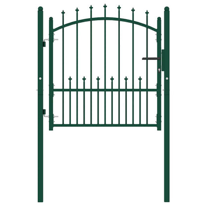 Fence Gate EMMEN with Spikes Steel 104x97 cm Green