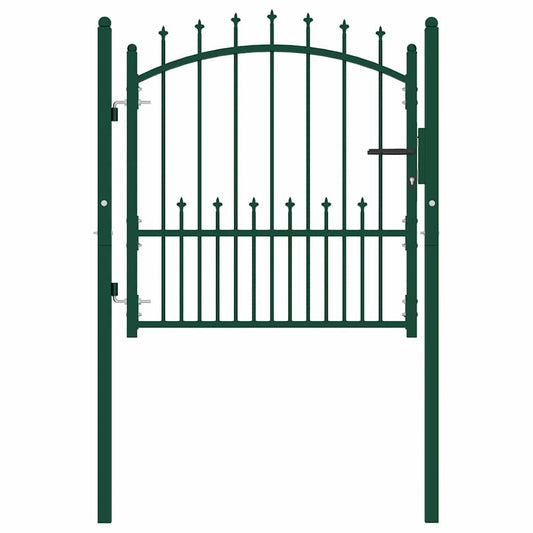 Fence Gate EMMEN with Spikes Steel 104x97 cm Green