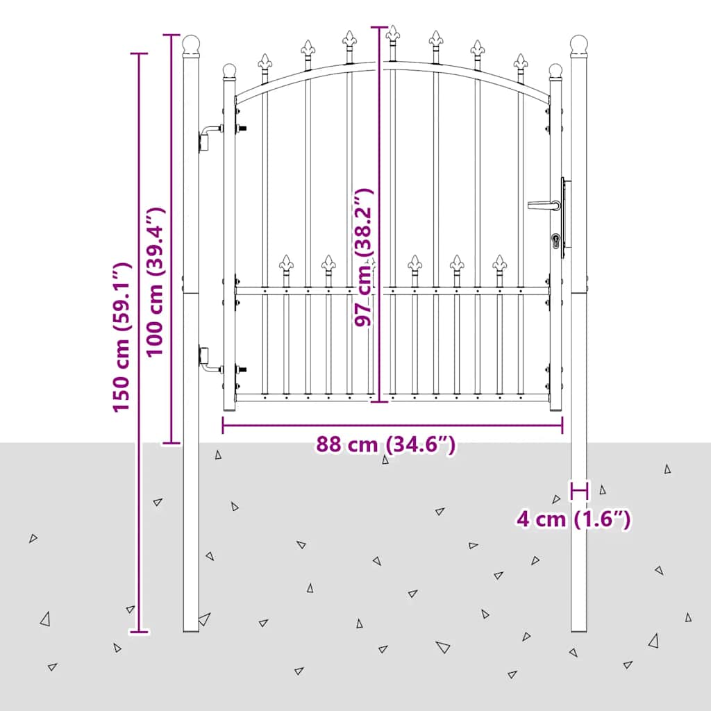 Fence Gate EMMEN with Spikes Steel 104x97 cm Green