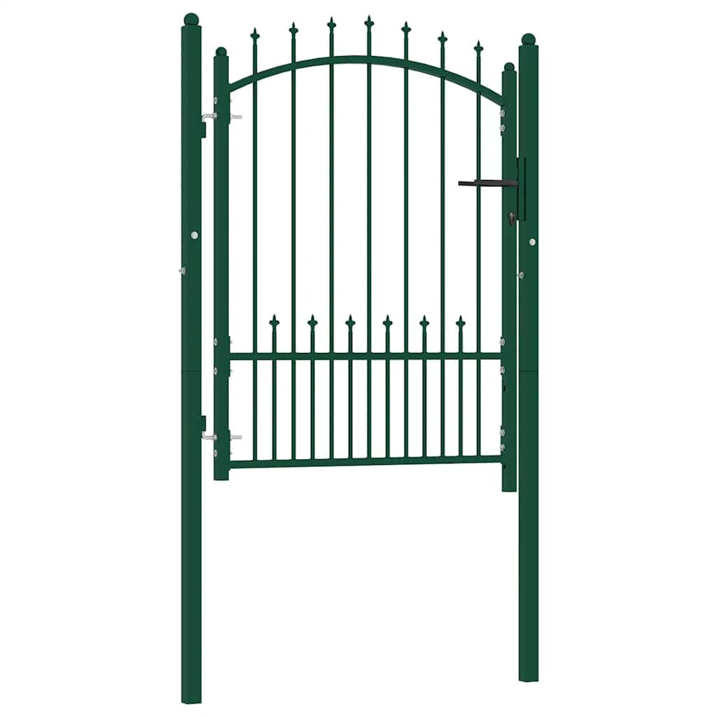 Fence Gate EMMEN with Spikes Steel 104x109.5 cm Green