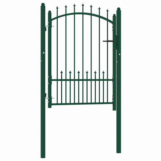 Fence Gate EMMEN with Spikes Steel 104x109.5 cm Green
