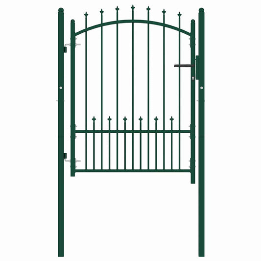 Fence Gate EMMEN with Spikes Steel 104x109.5 cm Green