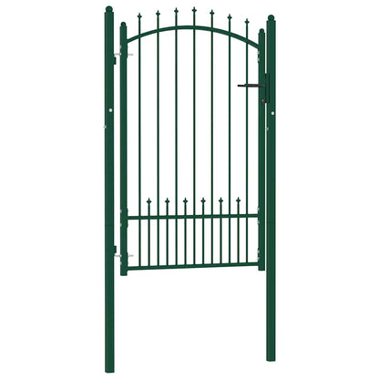Fence Gate EMMEN with Spikes Steel 104x117 cm Green