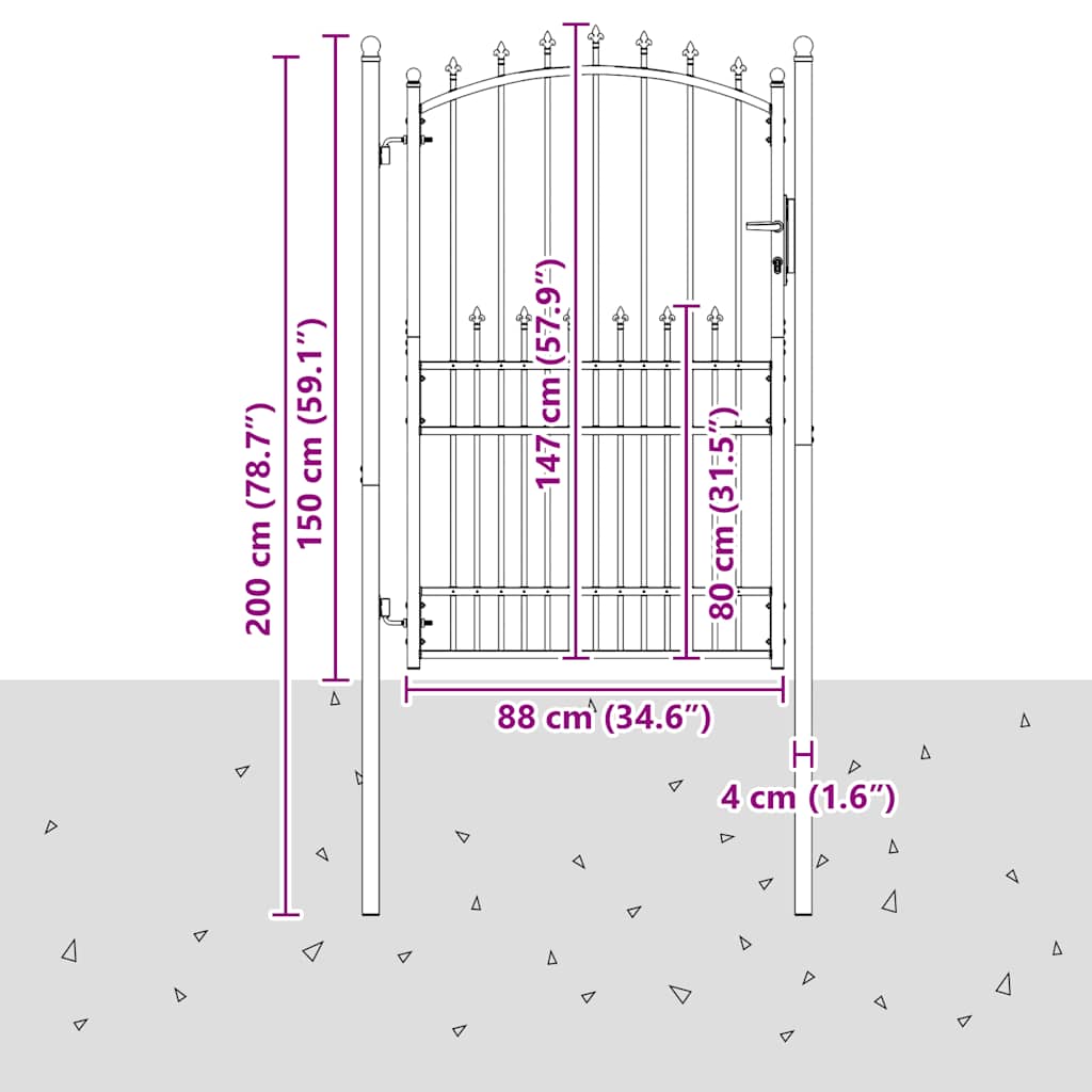 Fence Gate EMMEN with Spikes Steel 104x147 cm Green