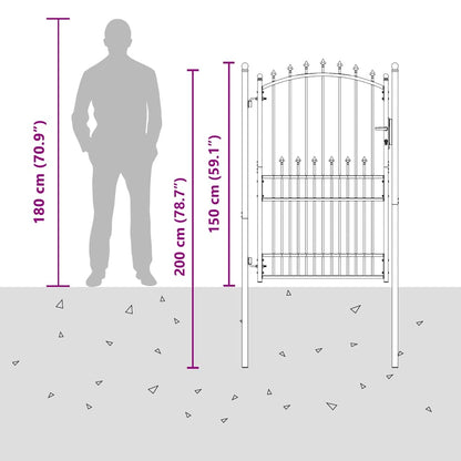 Fence Gate EMMEN with Spikes Steel 104x147 cm Green
