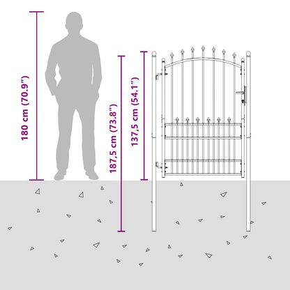 Fence Gate with Spikes EMMEN 100 x 175 cm Powder-coated steel