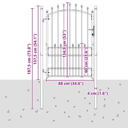 Fence Gate with Spikes EMMEN 100 x 175 cm Powder-coated steel