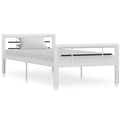 Bed Frame | White and black | Metal | Single | Bed Frame | Rectangular