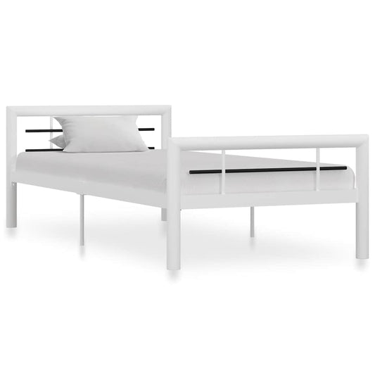 Bed Frame without Mattress White and Black Metal 100x200 cm