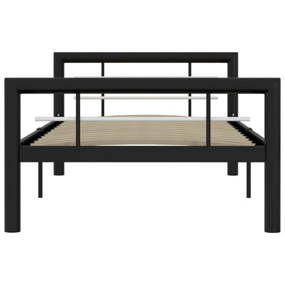 Bed Frame without Mattress Black and White Metal 100x200 cm