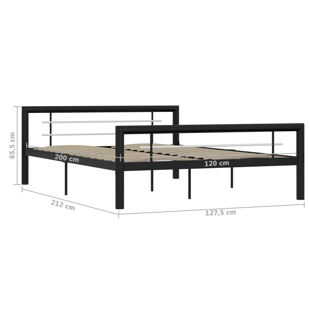 Bed Frame | Black and White | Metal | 120 x 200 cm |  Durable
