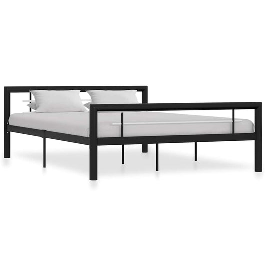 Bed Frame | Black and White | Metal | 140x200 cm | Sturdy Frame