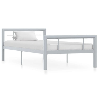 Bed Frame | Grey and White | Metal | Single | Durable | Bed Frame