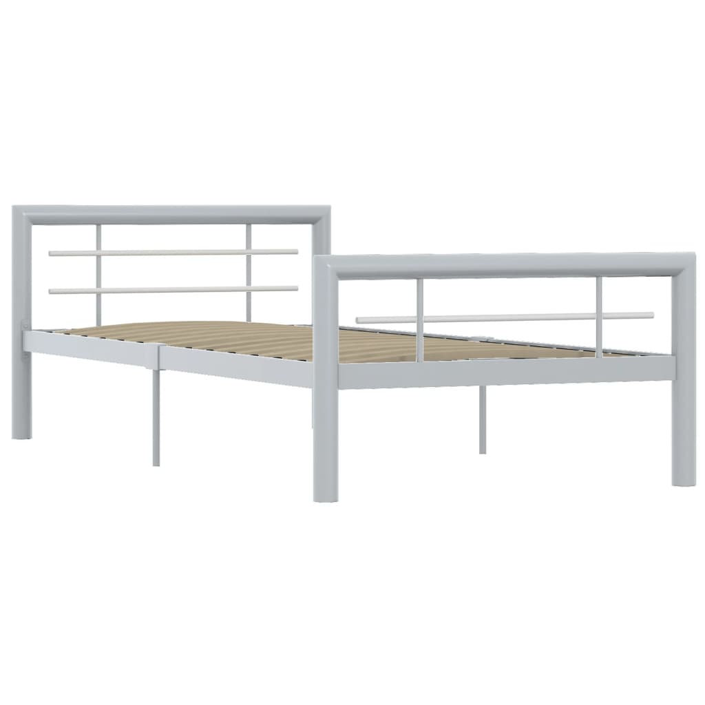 Bed Frame | Grey and White | Metal | Single | Durable | Bed Frame