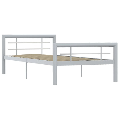 Bed Frame | Grey and White | Metal | Single | Durable | Bed Frame