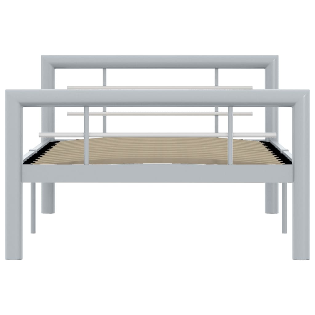 Bed Frame | Grey and White | Metal | Single | Durable | Bed Frame