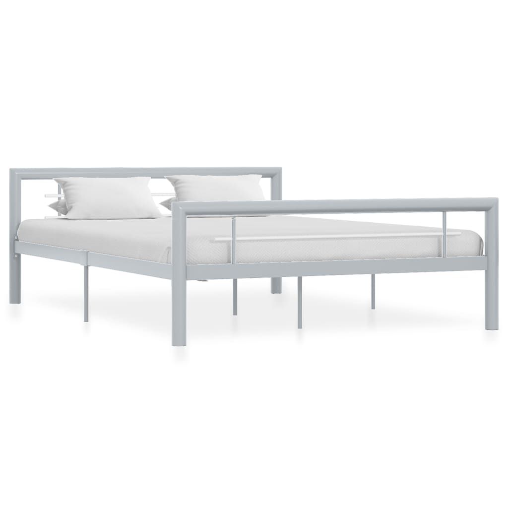 Bed Frame without Mattress Grey and White Metal 120x200 cm