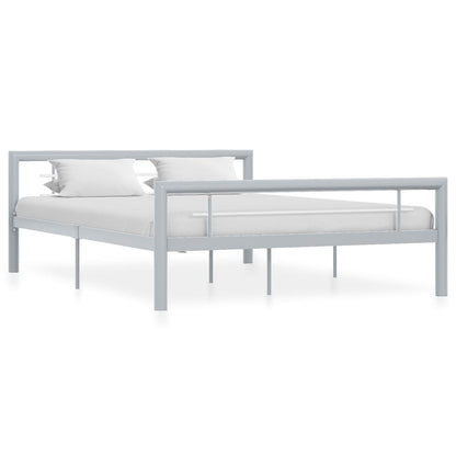 Bed Frame without Mattress Grey and White Metal 120x200 cm