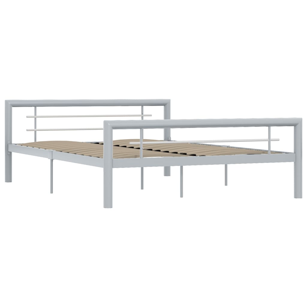 Bed Frame without Mattress Grey and White Metal 120x200 cm