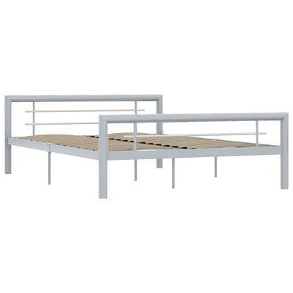 Bed Frame without Mattress Grey and White Metal 120x200 cm