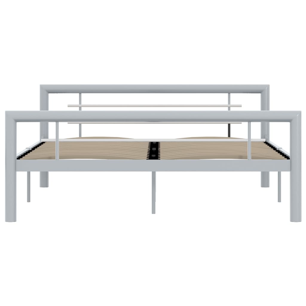 Bed Frame without Mattress Grey and White Metal 120x200 cm