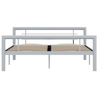 Bed Frame without Mattress Grey and White Metal 120x200 cm