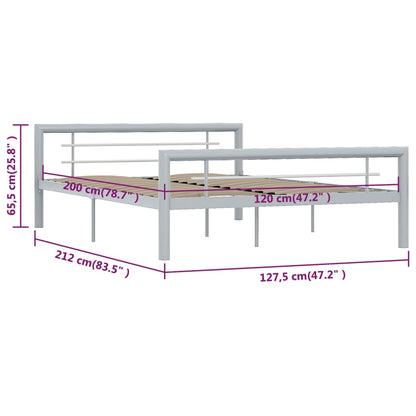 Bed Frame without Mattress Grey and White Metal 120x200 cm