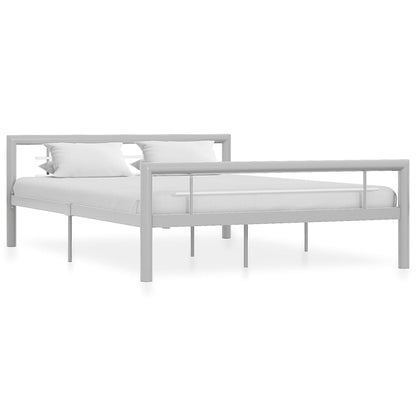 Bed Frame without Mattress Grey and White Metal 140x200 cm