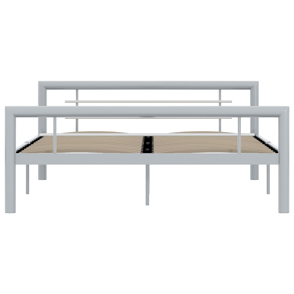 Bed Frame without Mattress Grey and White Metal 140x200 cm