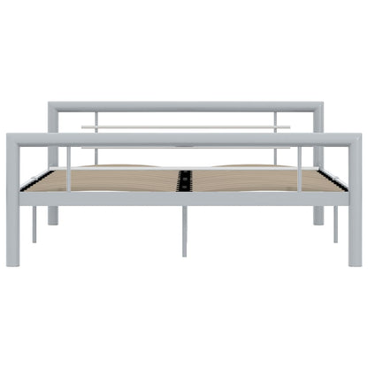Bed Frame without Mattress Grey and White Metal 140x200 cm