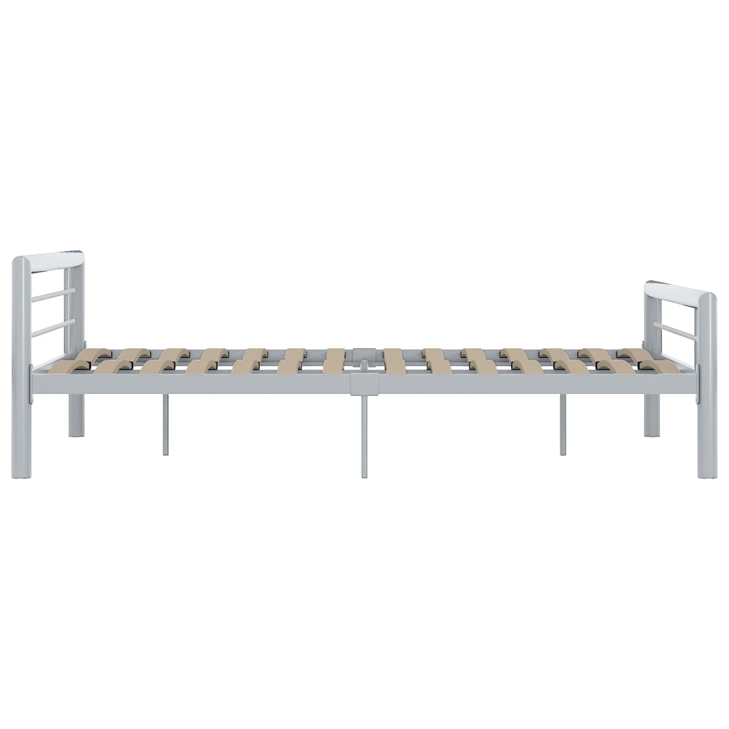 Bed Frame without Mattress Grey and White Metal 140x200 cm