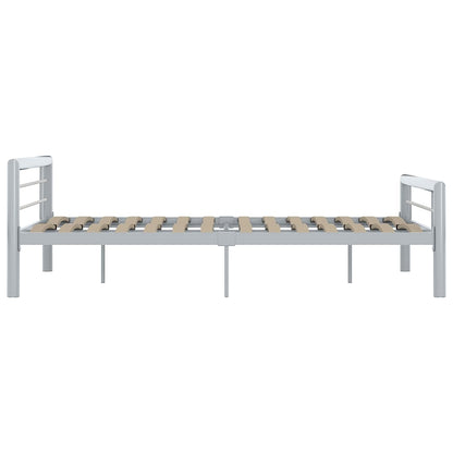 Bed Frame without Mattress Grey and White Metal 140x200 cm