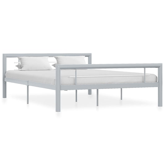 Bed Frame | Grey and White | Metal | 160x200 cm | Bed Frame | Rectangular