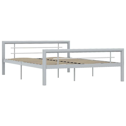 Bed Frame | Grey and White | Metal | 160x200 cm | Bed Frame | Rectangular