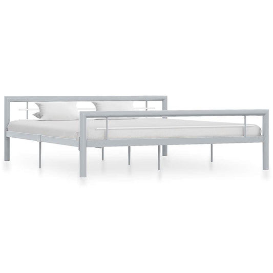 Bed Frame | Grey and white | Metal | Super King | Durable | Bed Frame