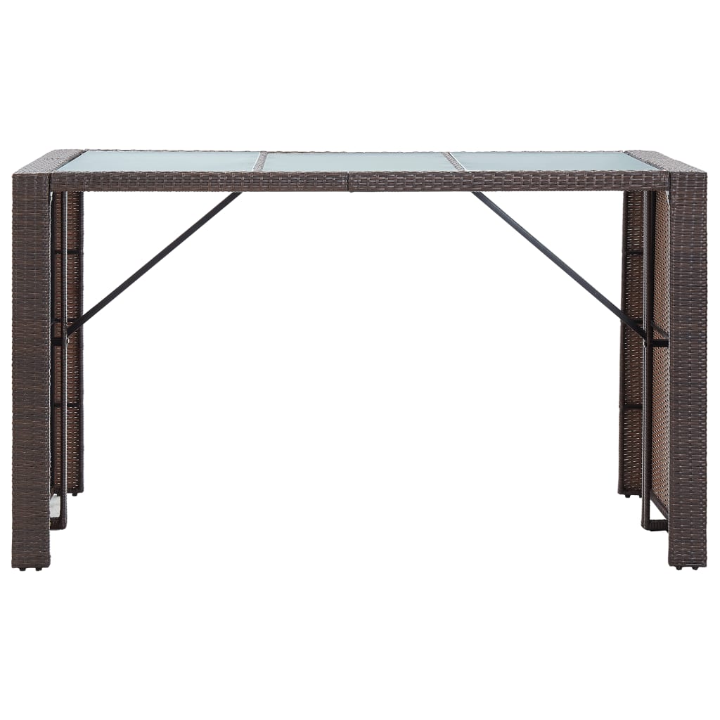7 Piece Patio Bar Set with Cushions Poly Rattan Brown